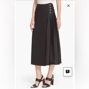 A.L.C. Black Booth Belt Detail Pleated Crepe High Waist Midi Skirt Sz 4